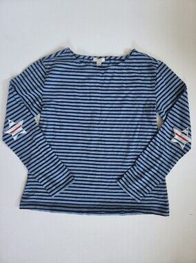 Crew Cuts Girls' boatneck T-shirt in blue star-patch stripe sz XL (12-14)